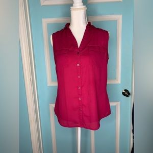 New York & Company Mauve Sleeveless Button Up Blouse w/Pockets Size-M